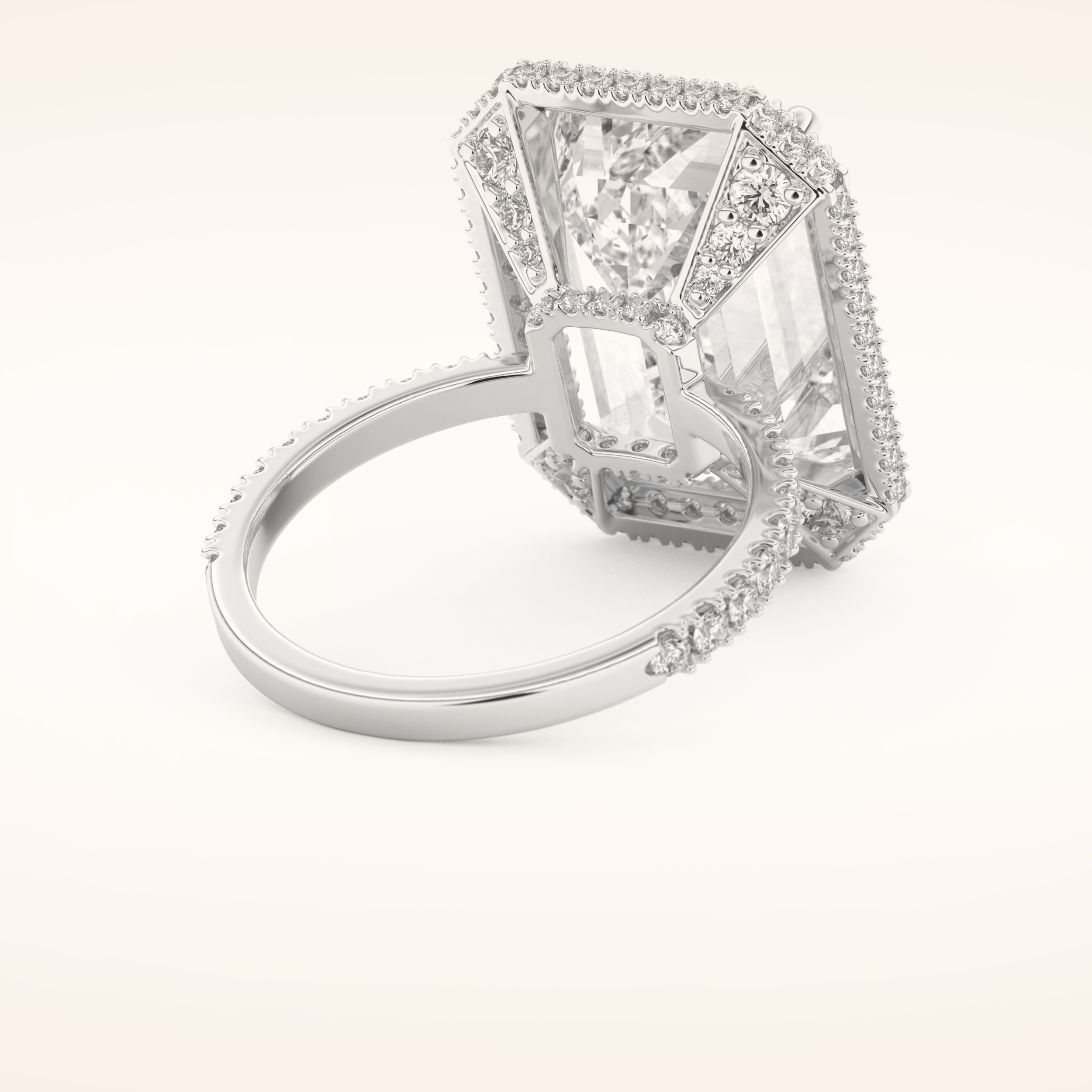 10.8 CT Emerald Shaped Cluster Moissanite Engagement Ring