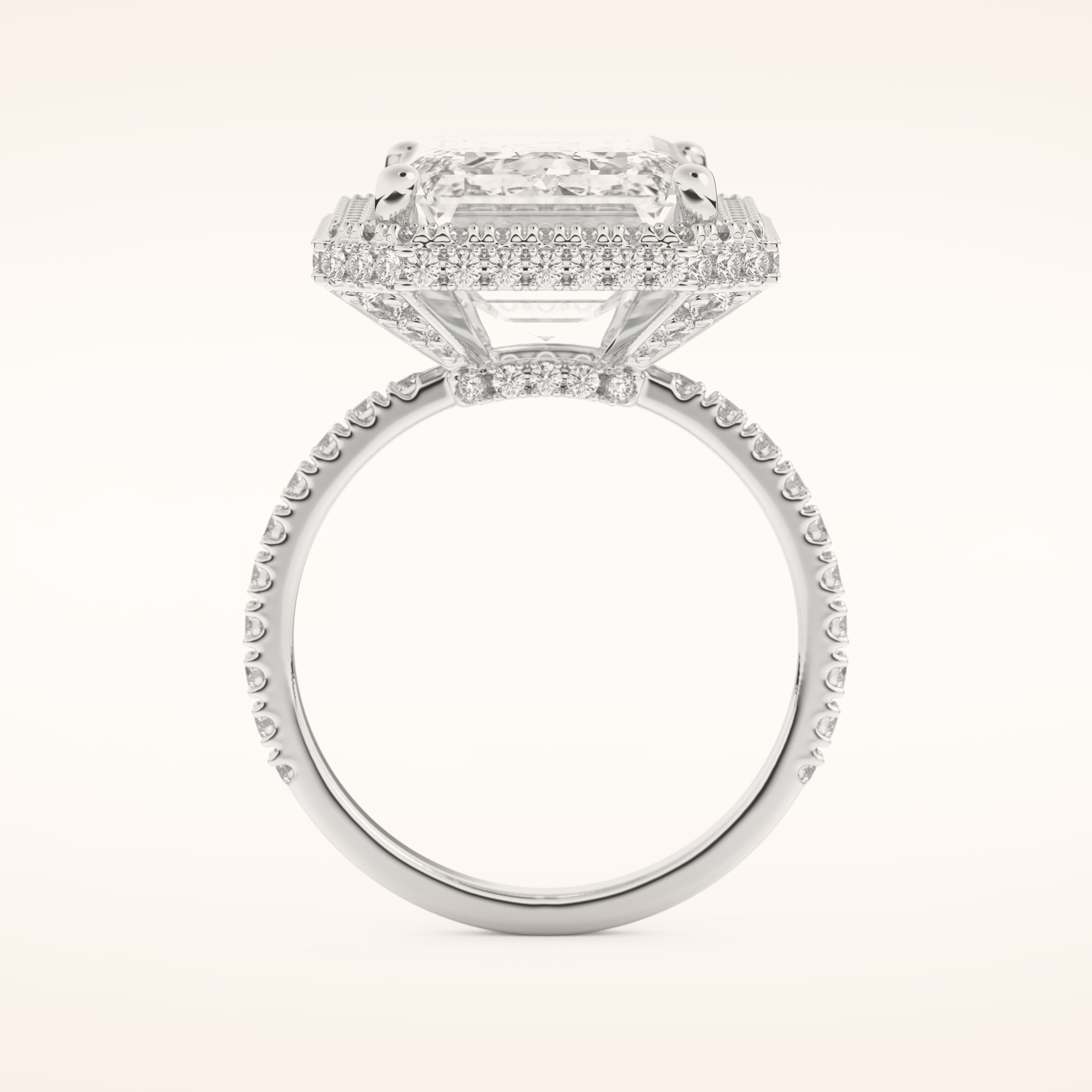 10.8 CT Emerald Shaped Cluster Moissanite Engagement Ring