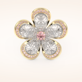 7.1 TCW Round & Pear Shaped Moissanite Flower Style Wedding Band