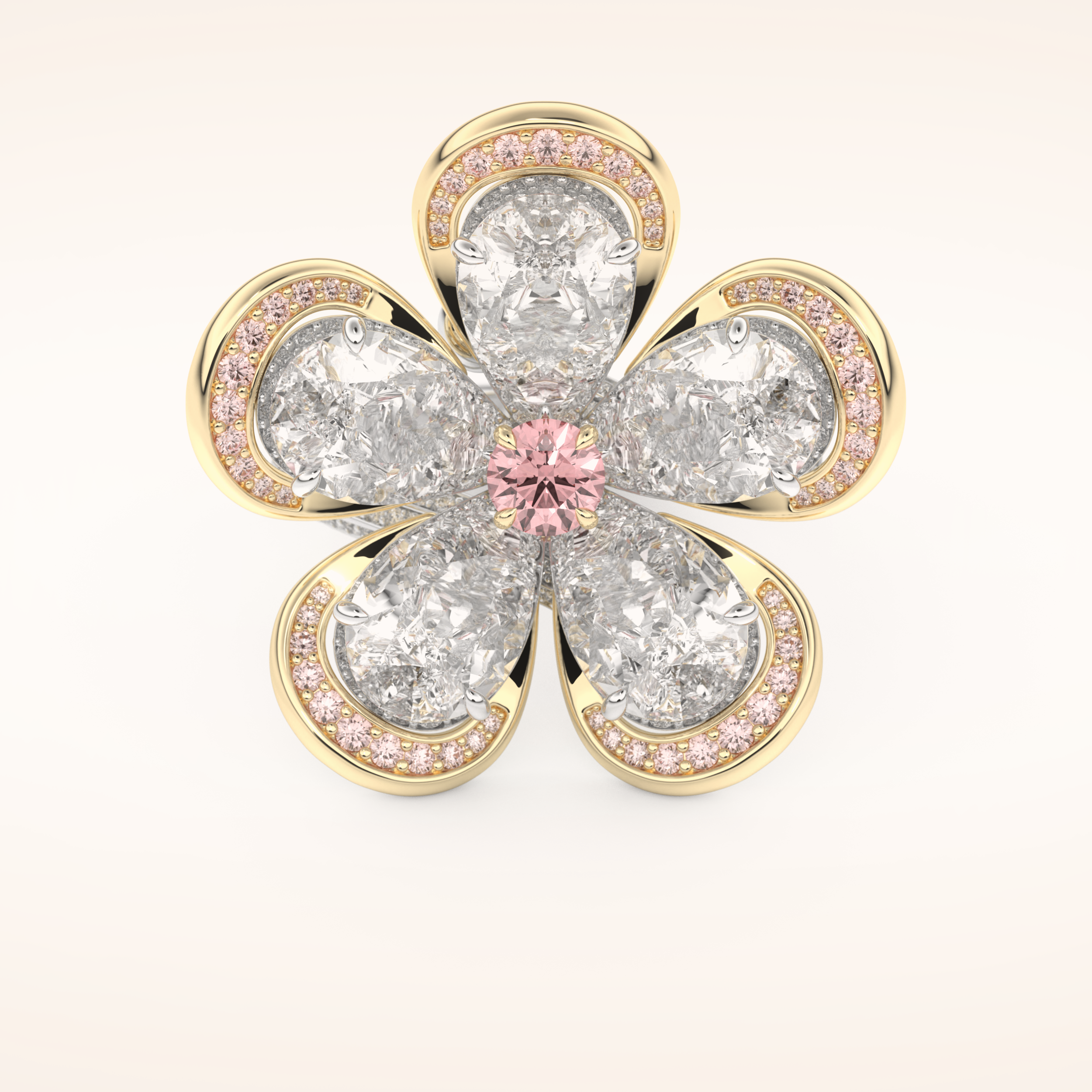 7.1 TCW Round & Pear Shaped Moissanite Flower Style Wedding Band