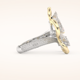 7.1 TCW Round & Pear Shaped Moissanite Flower Style Wedding Band