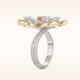 7.1 TCW Round & Pear Shaped Moissanite Flower Style Wedding Band