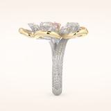 7.1 TCW Round & Pear Shaped Moissanite Flower Style Wedding Band