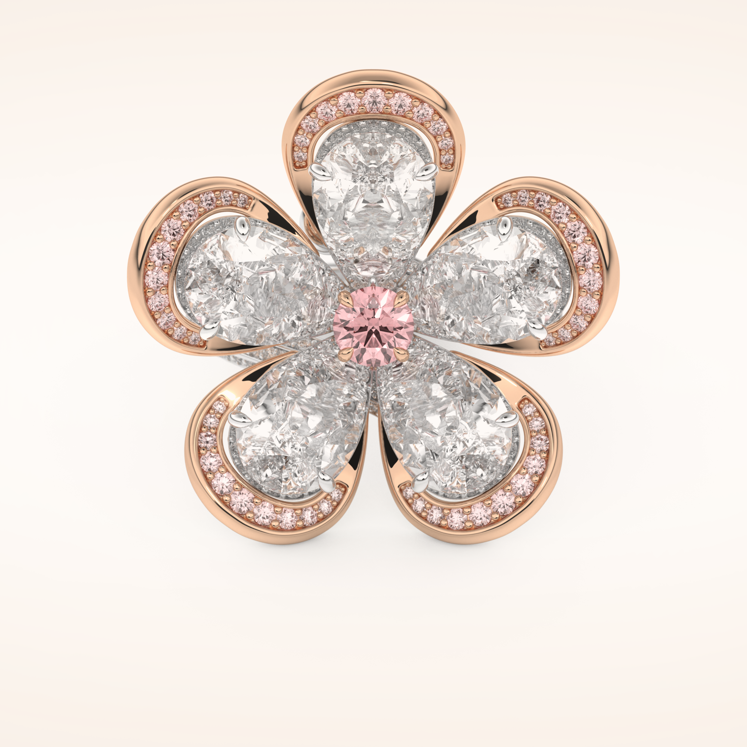 7.1 TCW Round & Pear Shaped Moissanite Flower Style Wedding Band