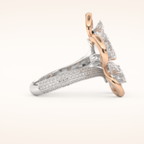 7.1 TCW Round & Pear Shaped Moissanite Flower Style Wedding Band