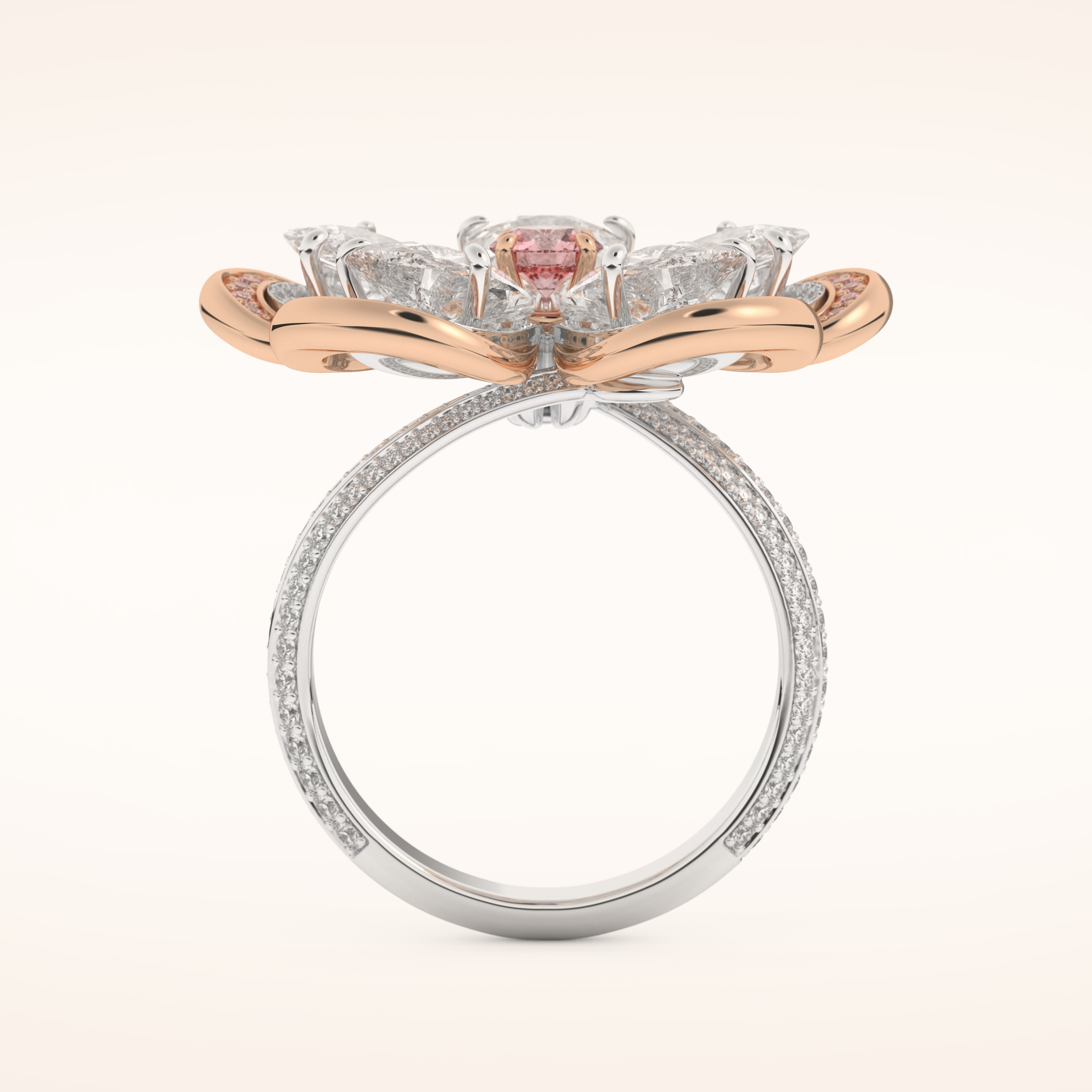 7.1 TCW Round & Pear Shaped Moissanite Flower Style Wedding Band
