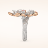 7.1 TCW Round & Pear Shaped Moissanite Flower Style Wedding Band