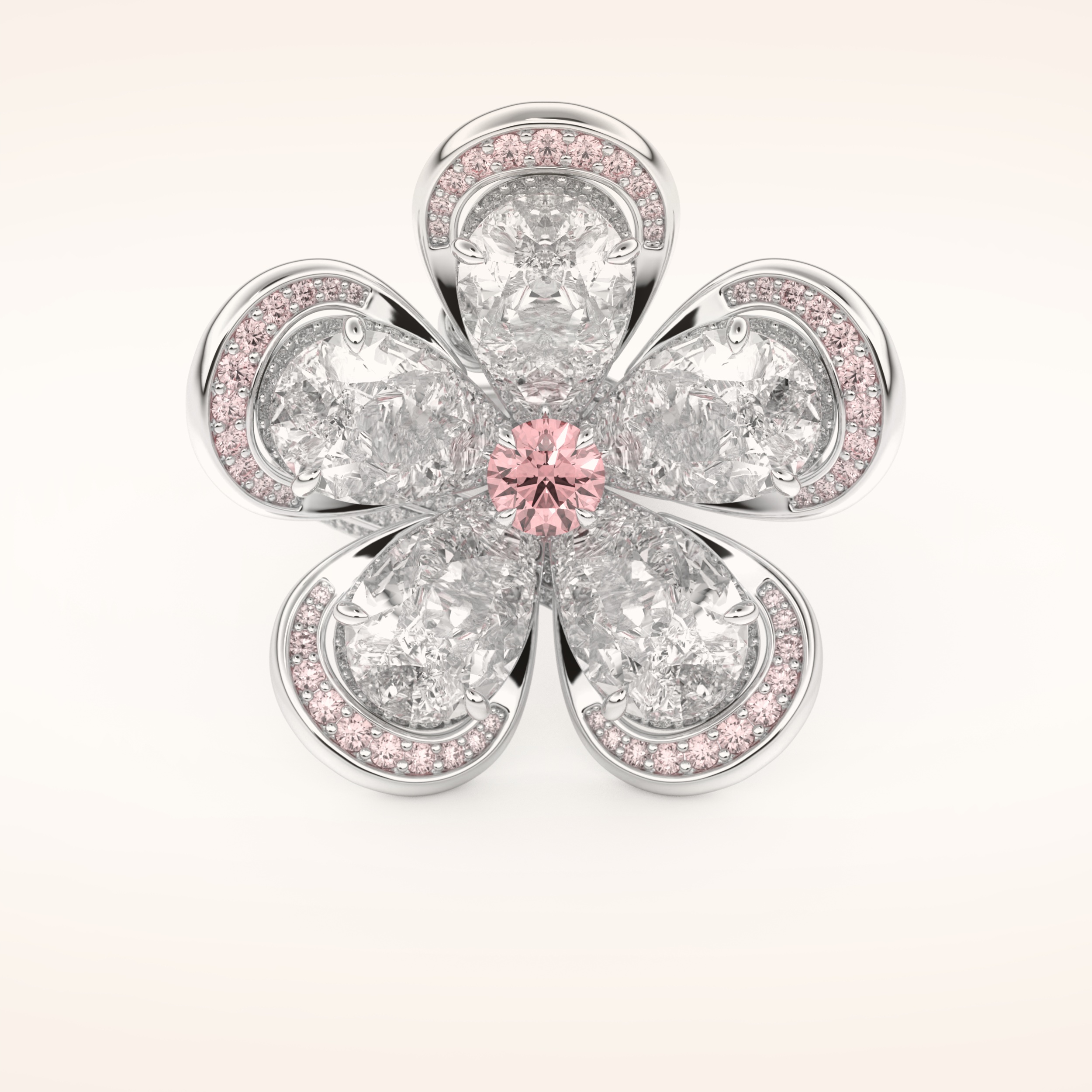 7.1 TCW Round & Pear Shaped Moissanite Flower Style Wedding Band