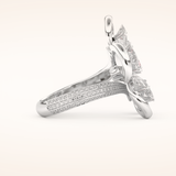 7.1 TCW Round & Pear Shaped Moissanite Flower Style Wedding Band