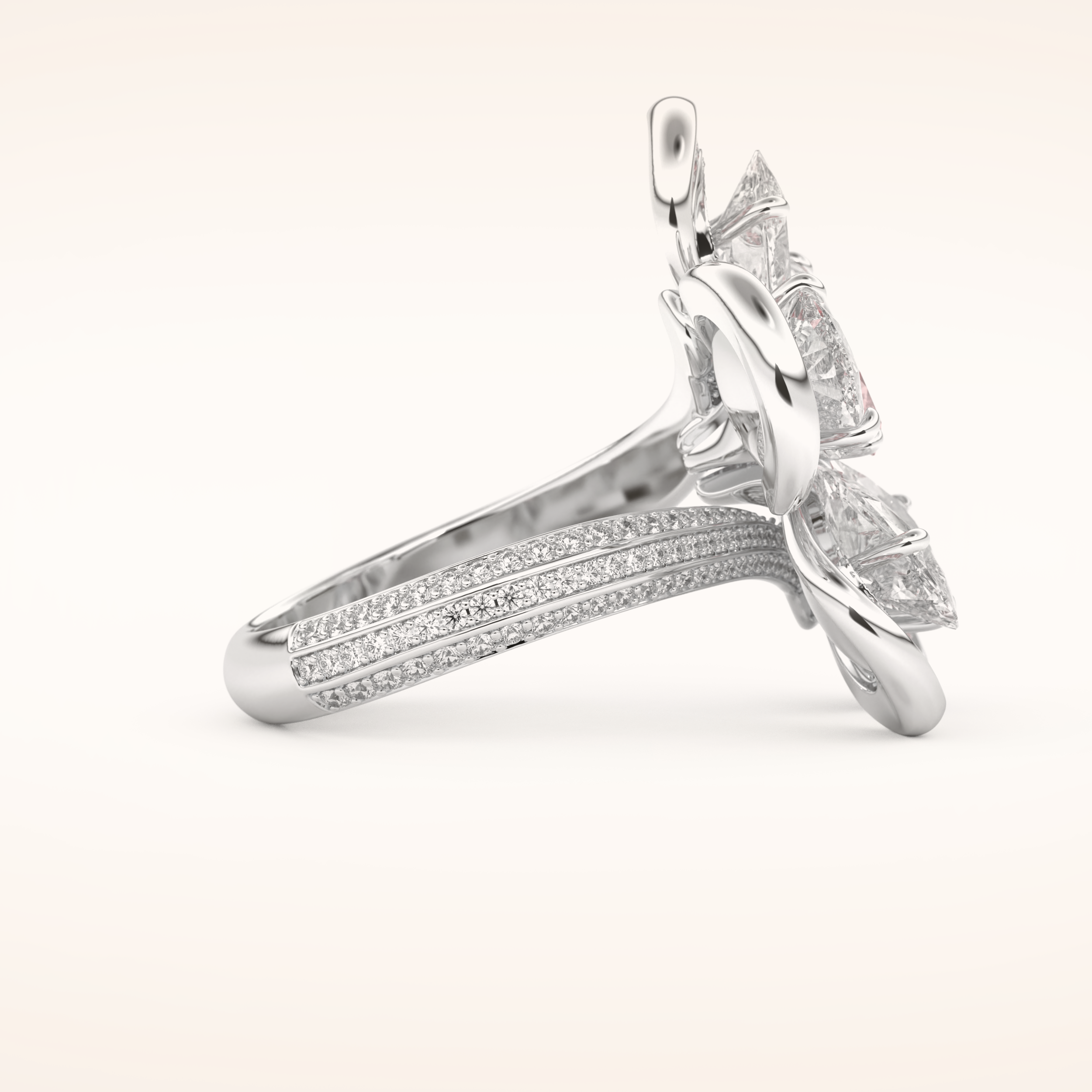 7.1 TCW Round & Pear Shaped Moissanite Flower Style Wedding Band