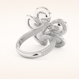 7.1 TCW Round & Pear Shaped Moissanite Flower Style Wedding Band