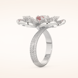 7.1 TCW Round & Pear Shaped Moissanite Flower Style Wedding Band