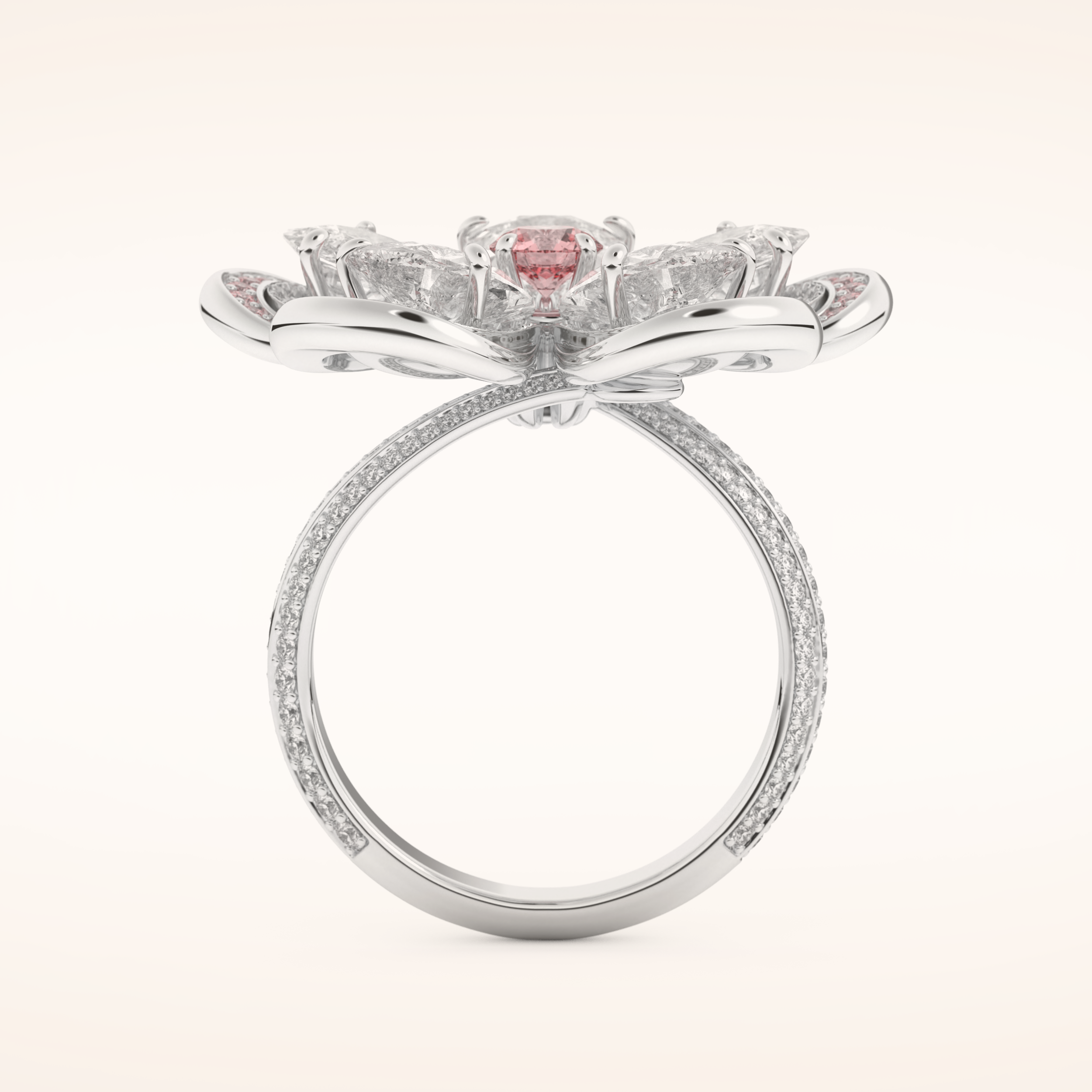 7.1 TCW Round & Pear Shaped Moissanite Flower Style Wedding Band