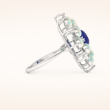 1.34 CT Oval Shaped Cluster Moissanite Engagement Ring