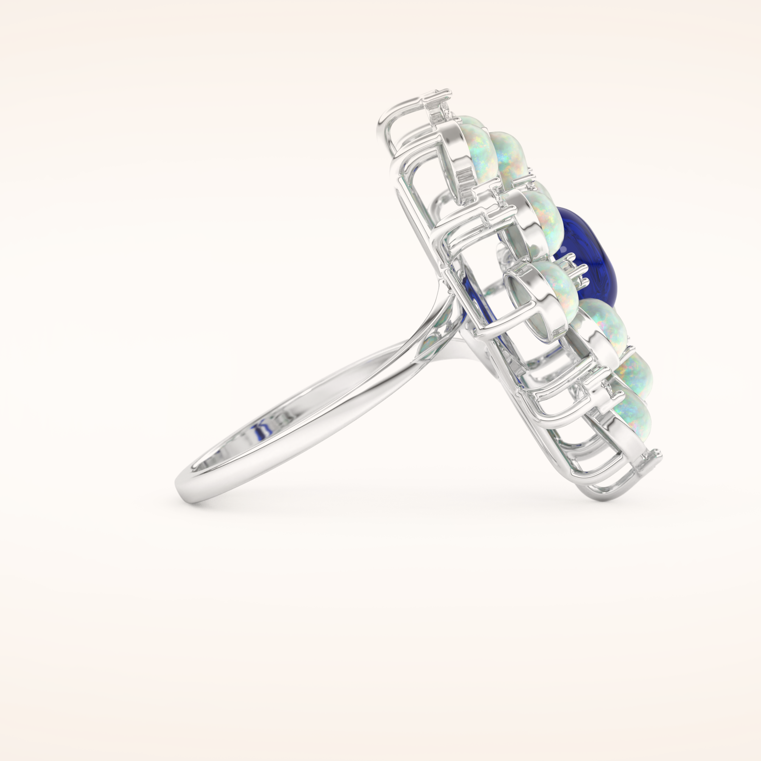 1.34 CT Oval Shaped Cluster Moissanite Engagement Ring