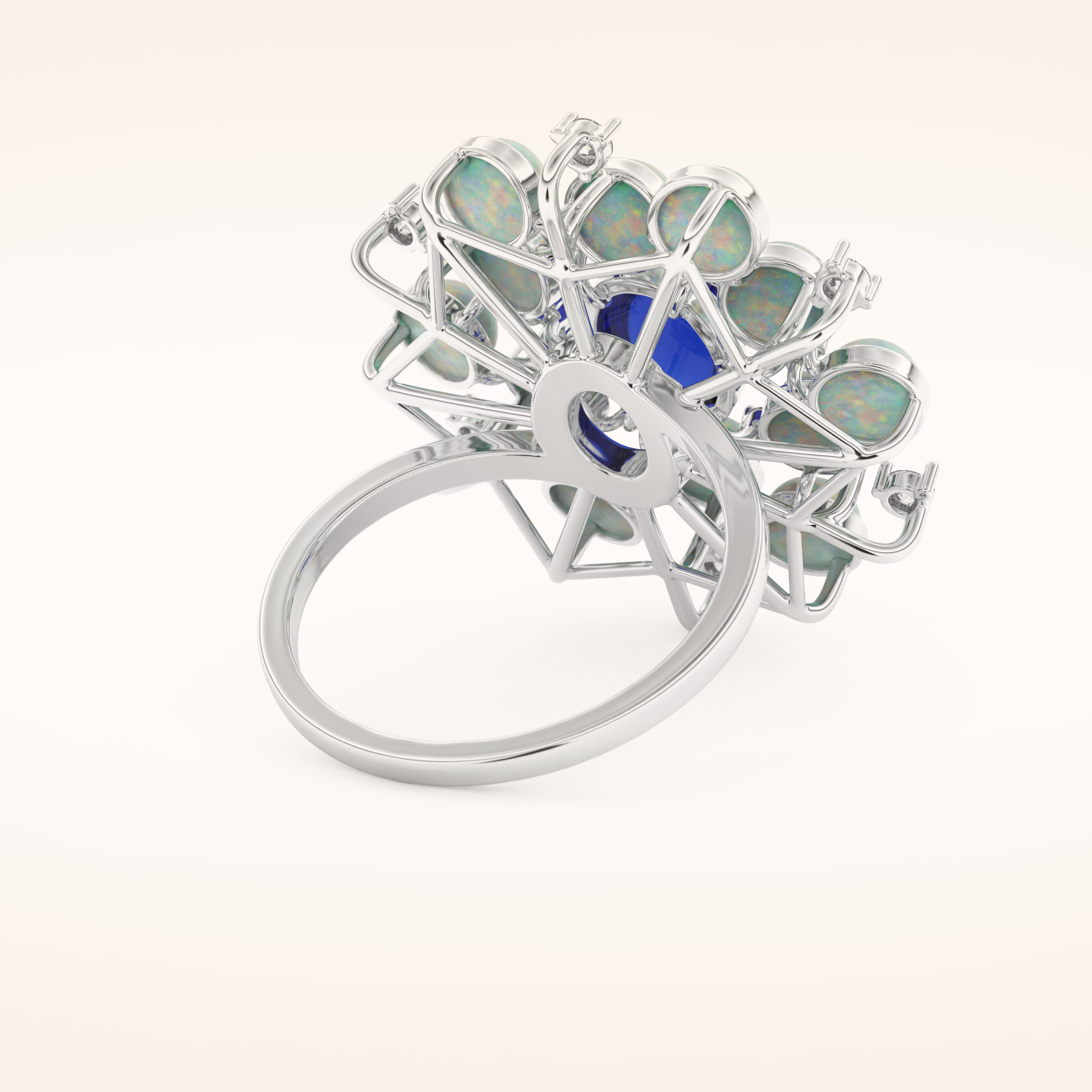 1.34 CT Oval Shaped Cluster Moissanite Engagement Ring