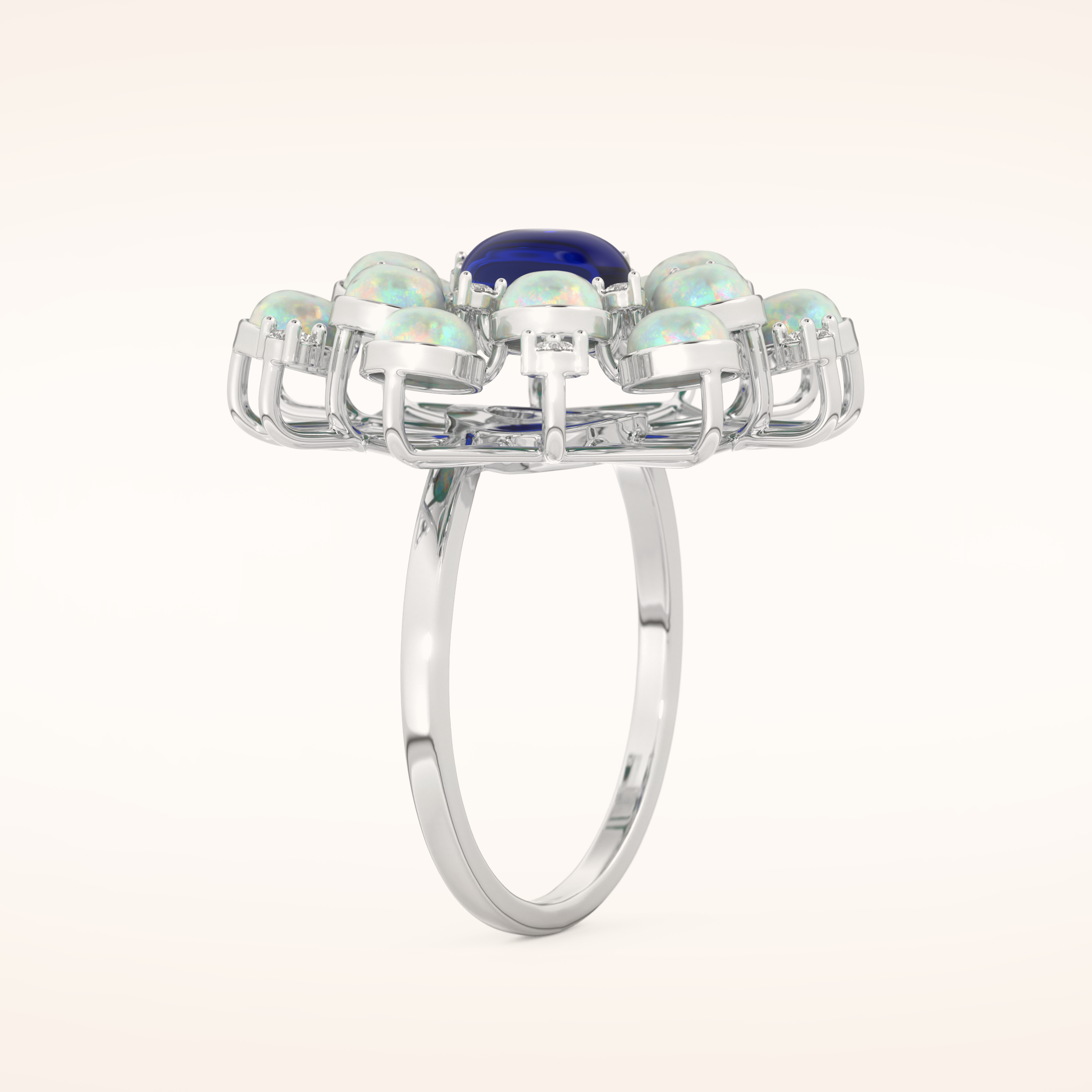 1.34 CT Oval Shaped Cluster Moissanite Engagement Ring