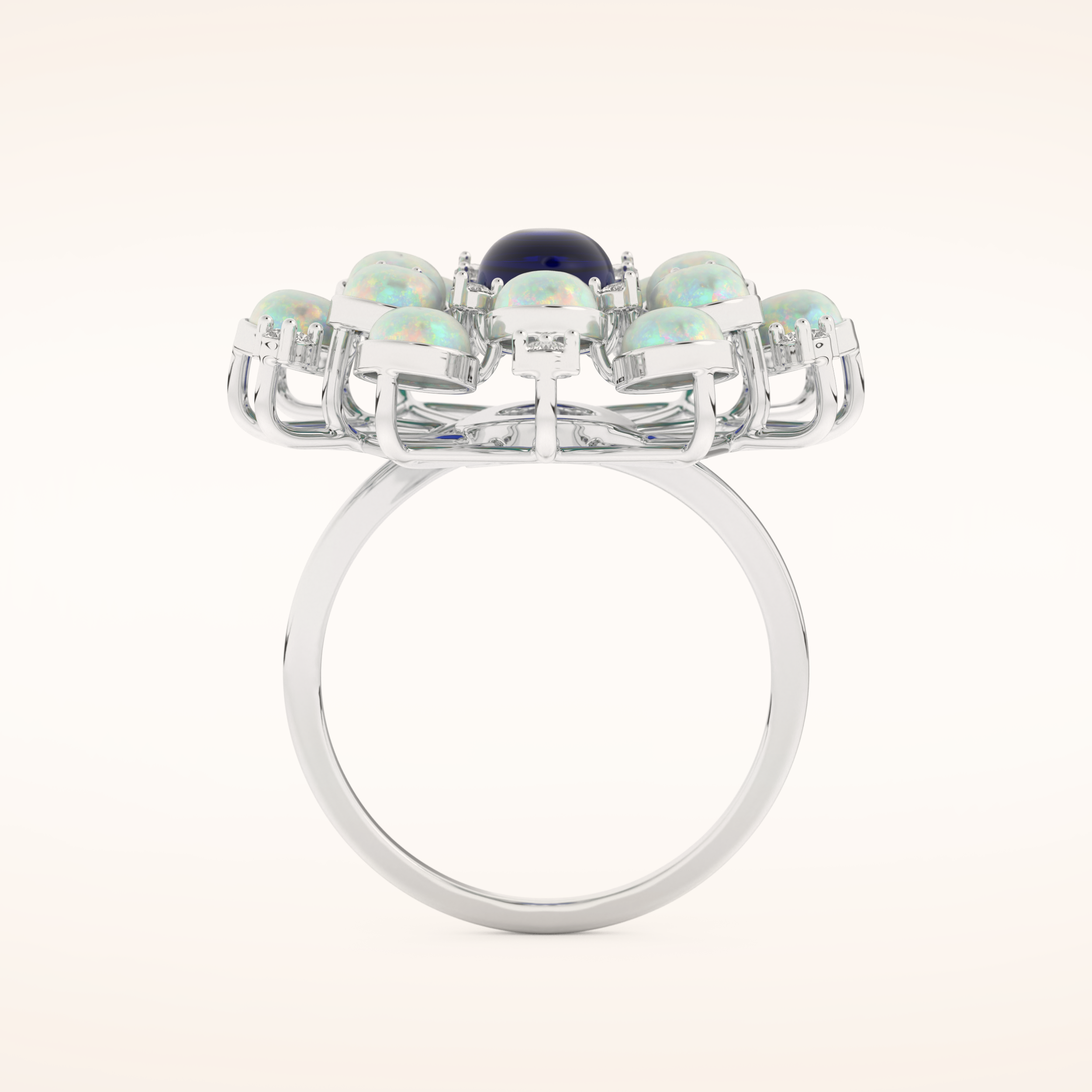 1.34 CT Oval Shaped Cluster Moissanite Engagement Ring