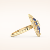 1.42 TCW Round & Marquise Shaped Moissanite Multiple Stone Wedding Band