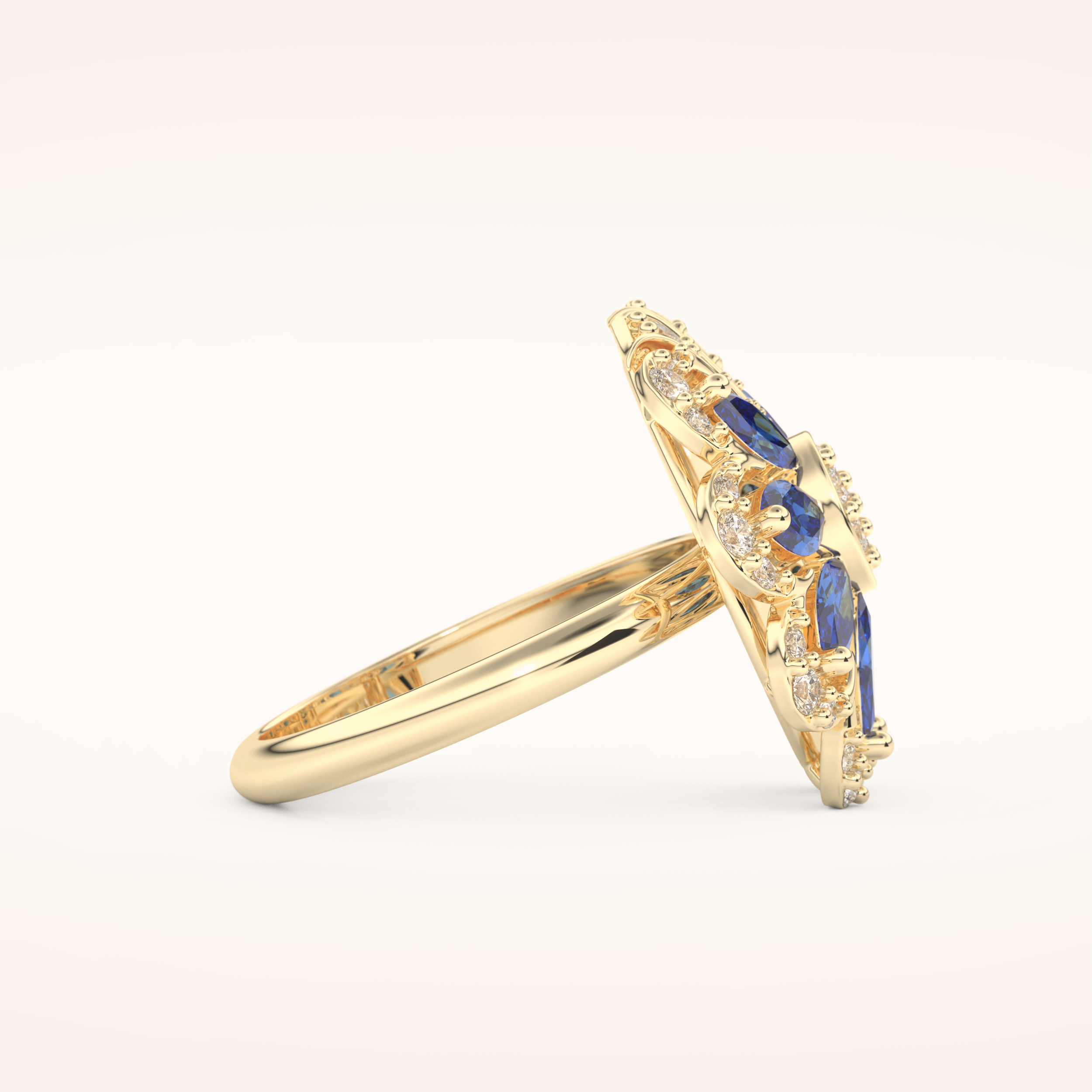 1.42 TCW Round & Marquise Shaped Moissanite Multiple Stone Wedding Band