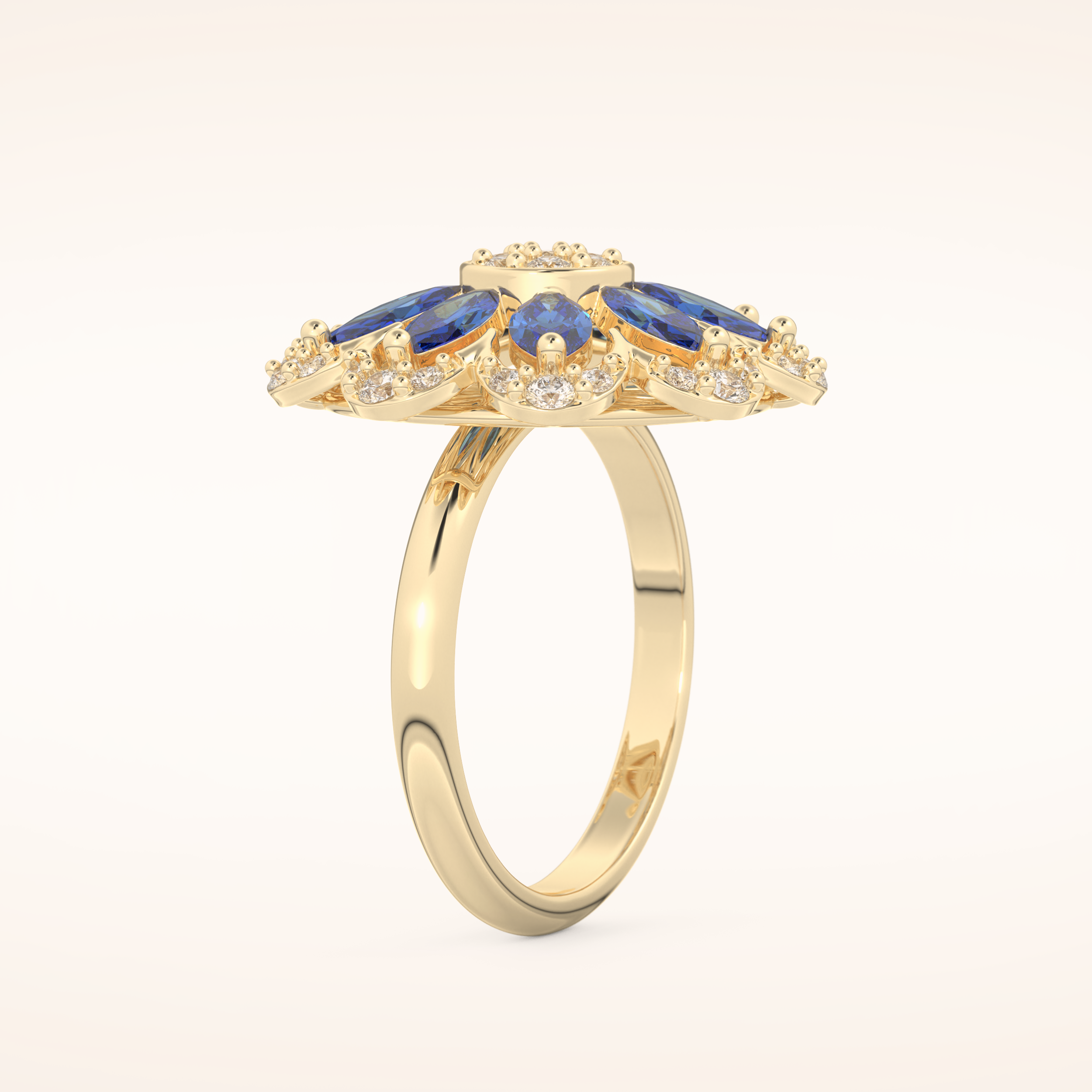 1.42 TCW Round & Marquise Shaped Moissanite Multiple Stone Wedding Band