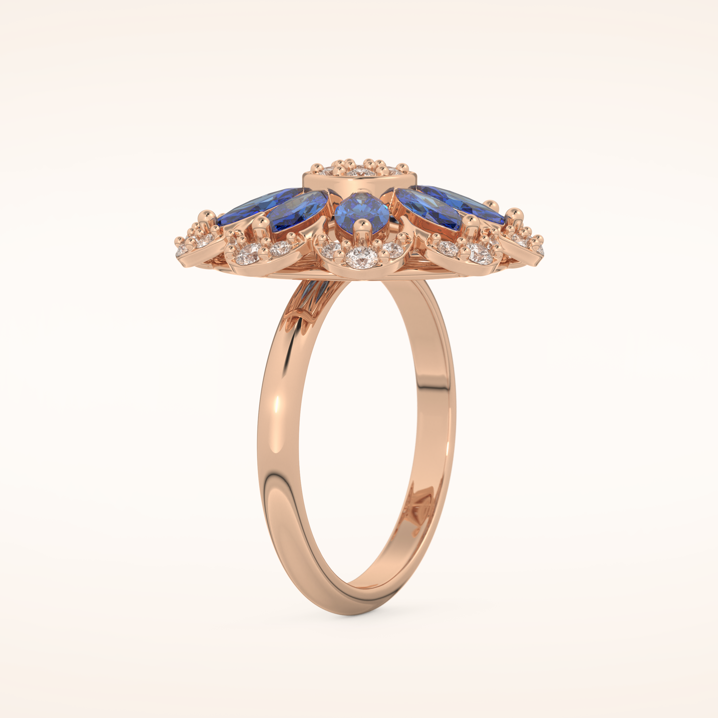 1.42 TCW Round & Marquise Shaped Moissanite Multiple Stone Wedding Band