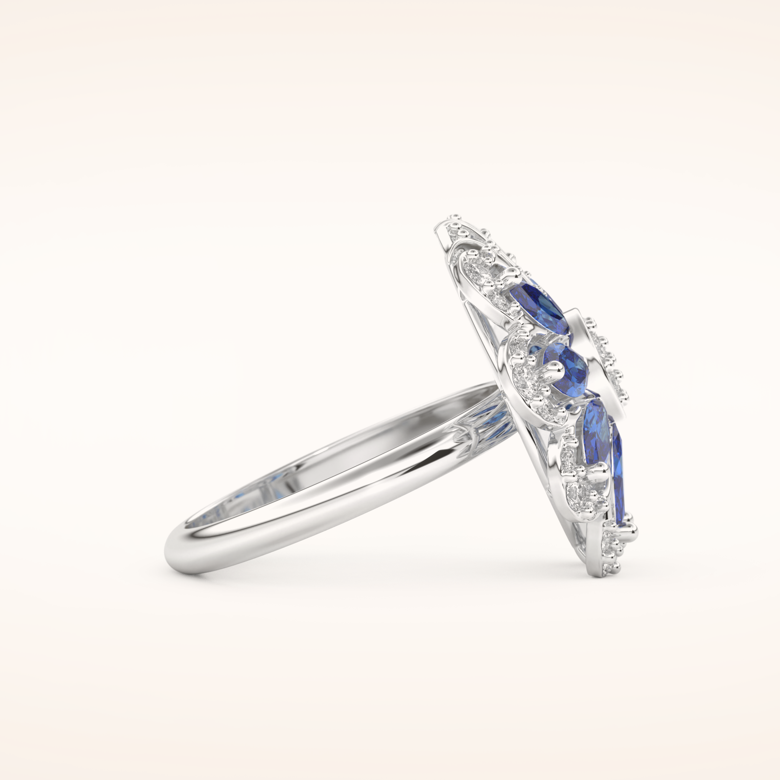 1.42 TCW Round & Marquise Shaped Moissanite Multiple Stone Wedding Band