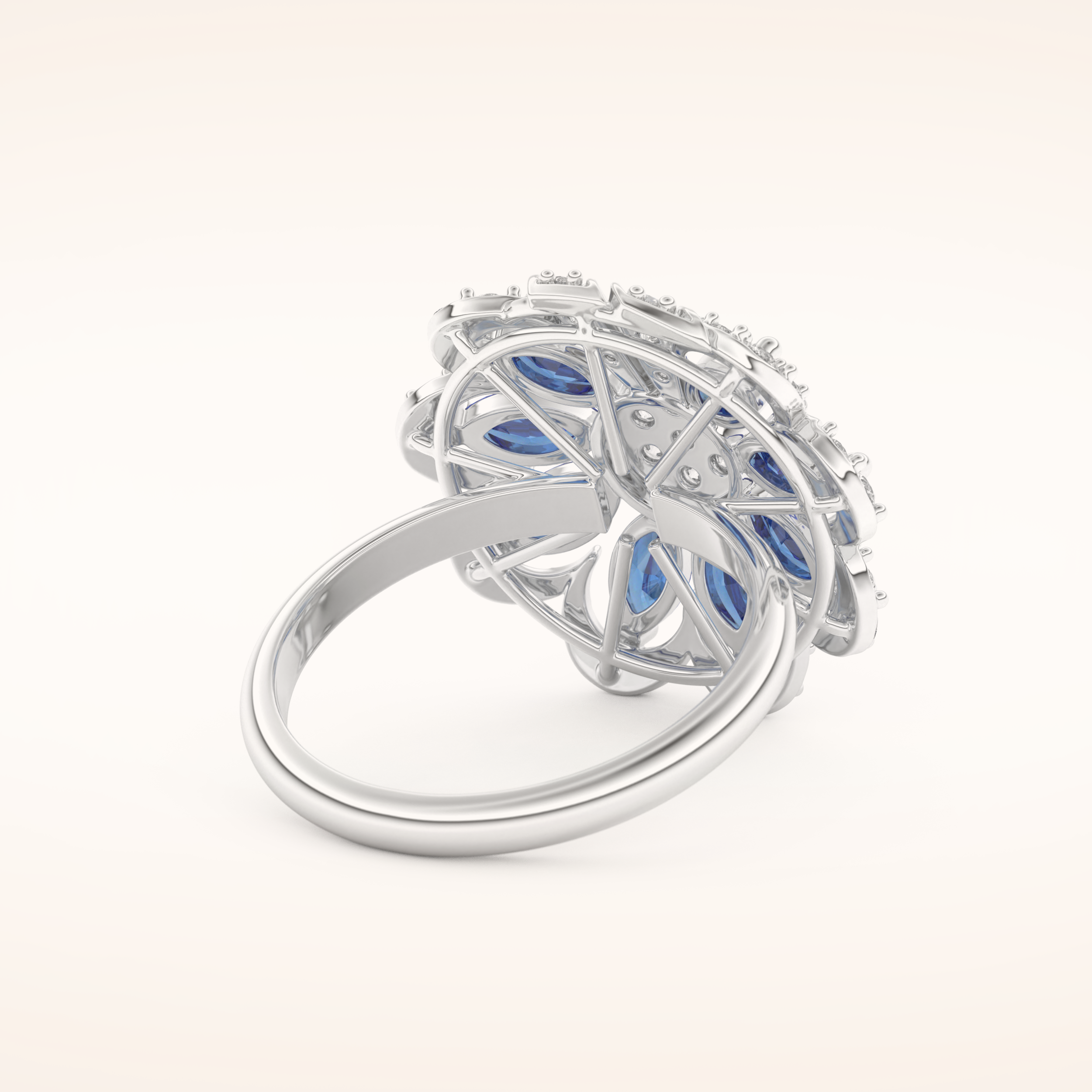 1.42 TCW Round & Marquise Shaped Moissanite Multiple Stone Wedding Band
