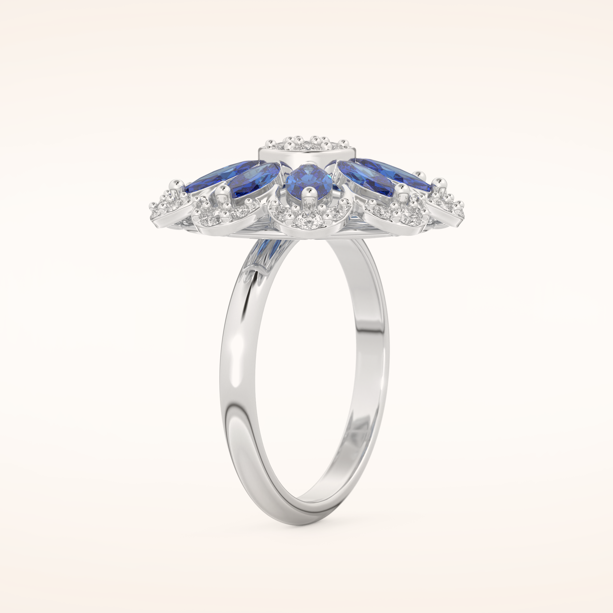 1.42 TCW Round & Marquise Shaped Moissanite Multiple Stone Wedding Band