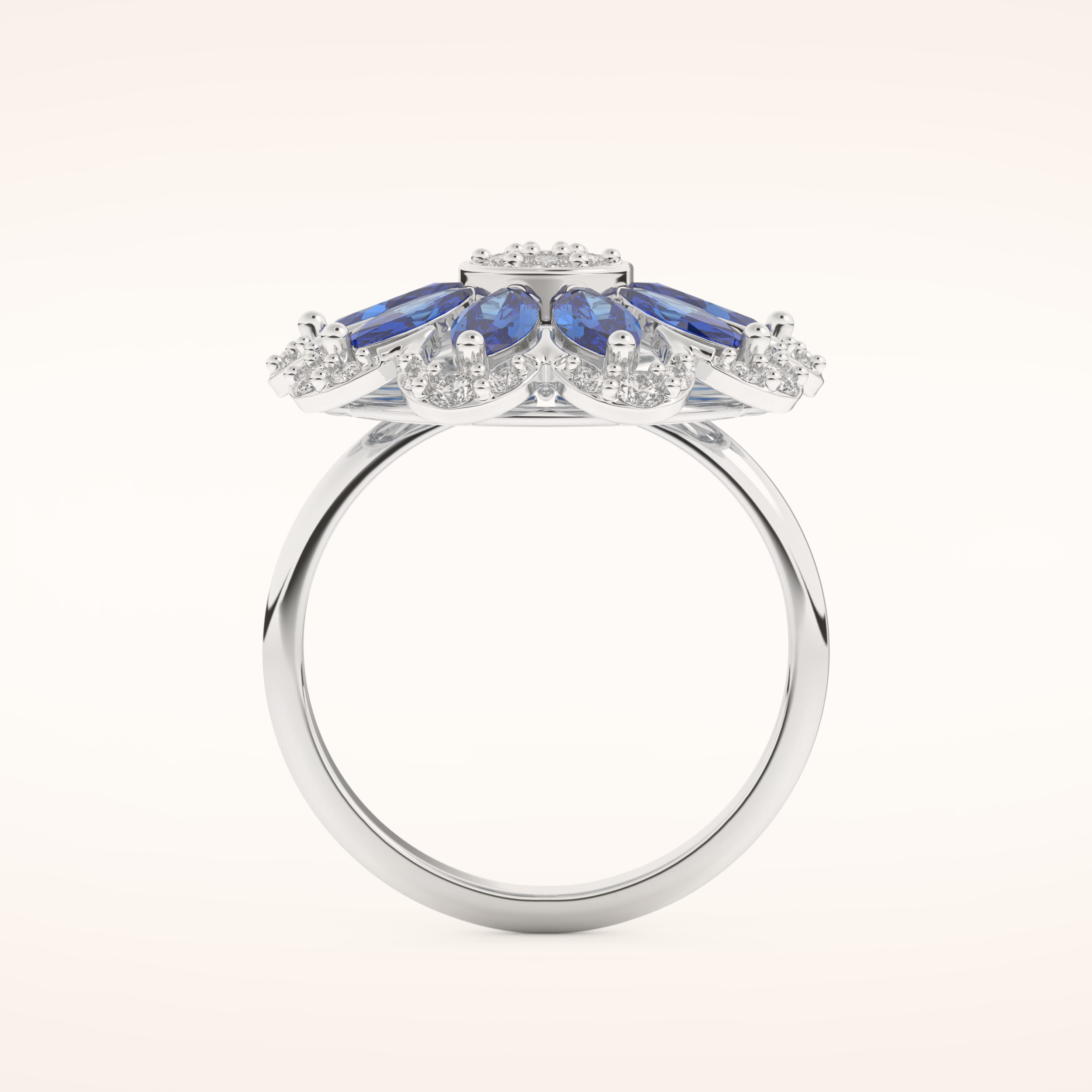 1.42 TCW Round & Marquise Shaped Moissanite Multiple Stone Wedding Band