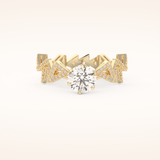 0.98 CT Round Shaped Pave Moissanite Engagement Ring