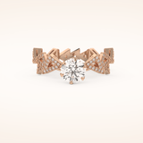 0.98 CT Round Shaped Pave Moissanite Engagement Ring