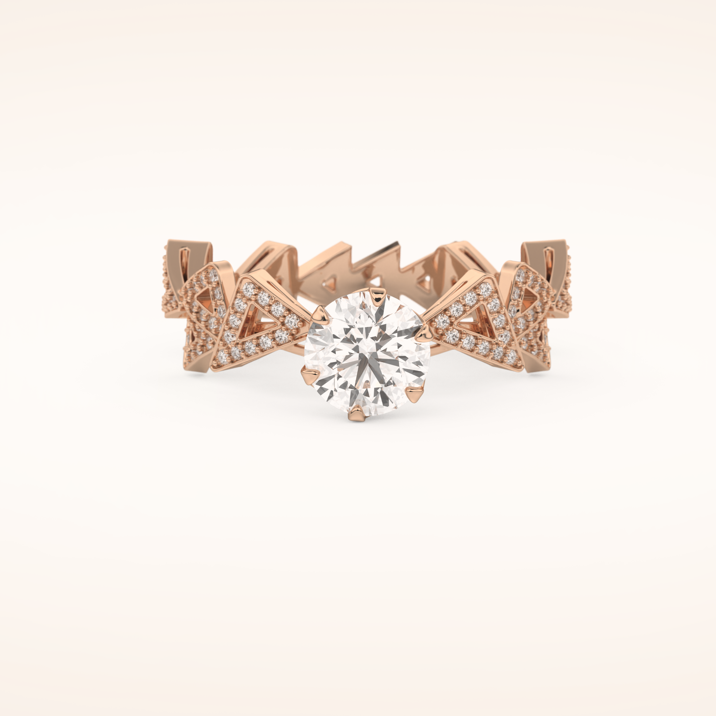 0.98 CT Round Shaped Pave Moissanite Engagement Ring