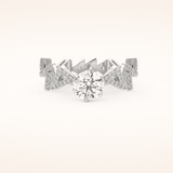 0.98 CT Round Shaped Pave Moissanite Engagement Ring