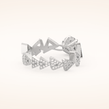 0.98 CT Round Shaped Pave Moissanite Engagement Ring