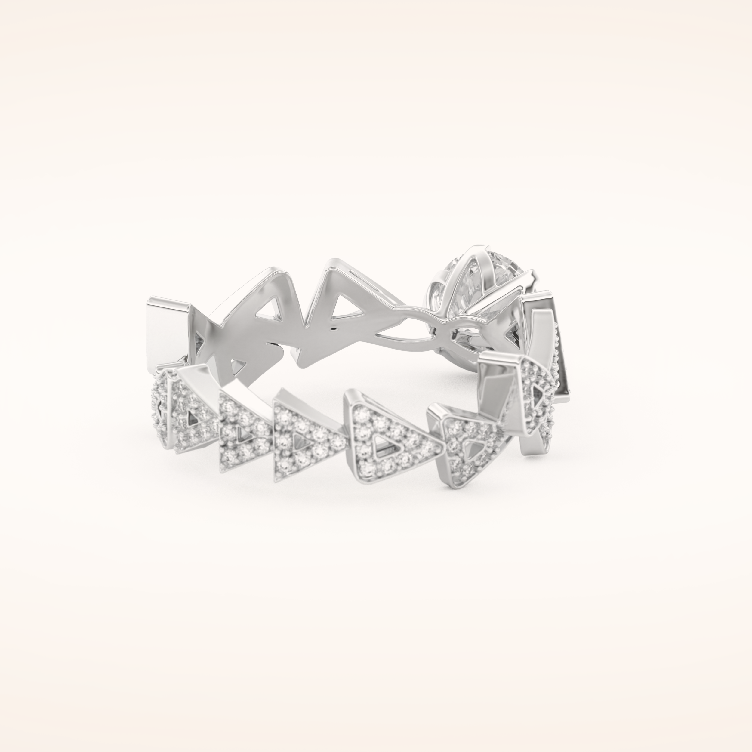 0.98 CT Round Shaped Pave Moissanite Engagement Ring