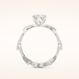 0.98 CT Round Shaped Pave Moissanite Engagement Ring