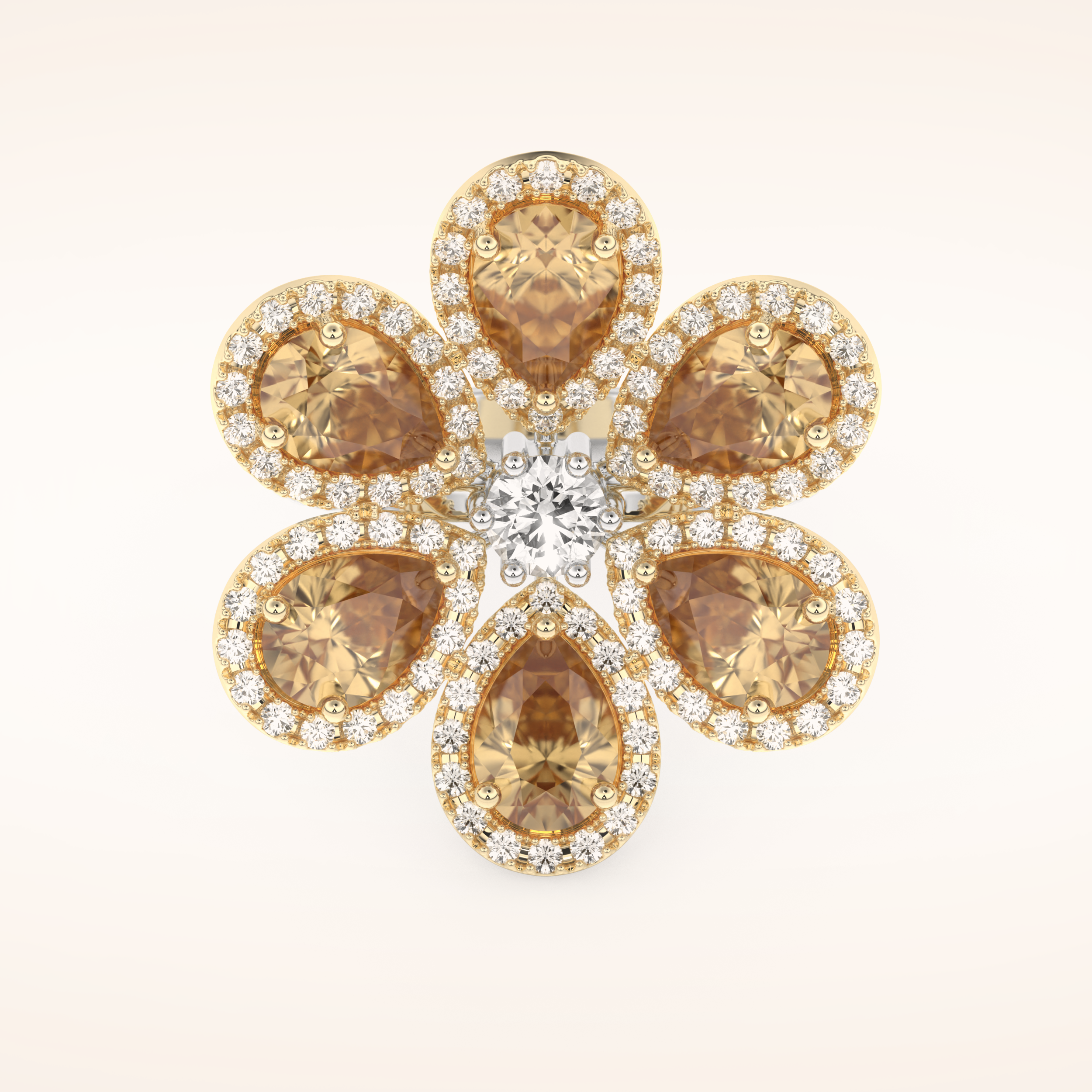 6.20 Round & Pear TCW Shaped Moissanite Flower Style Multiple Stone Wedding Band