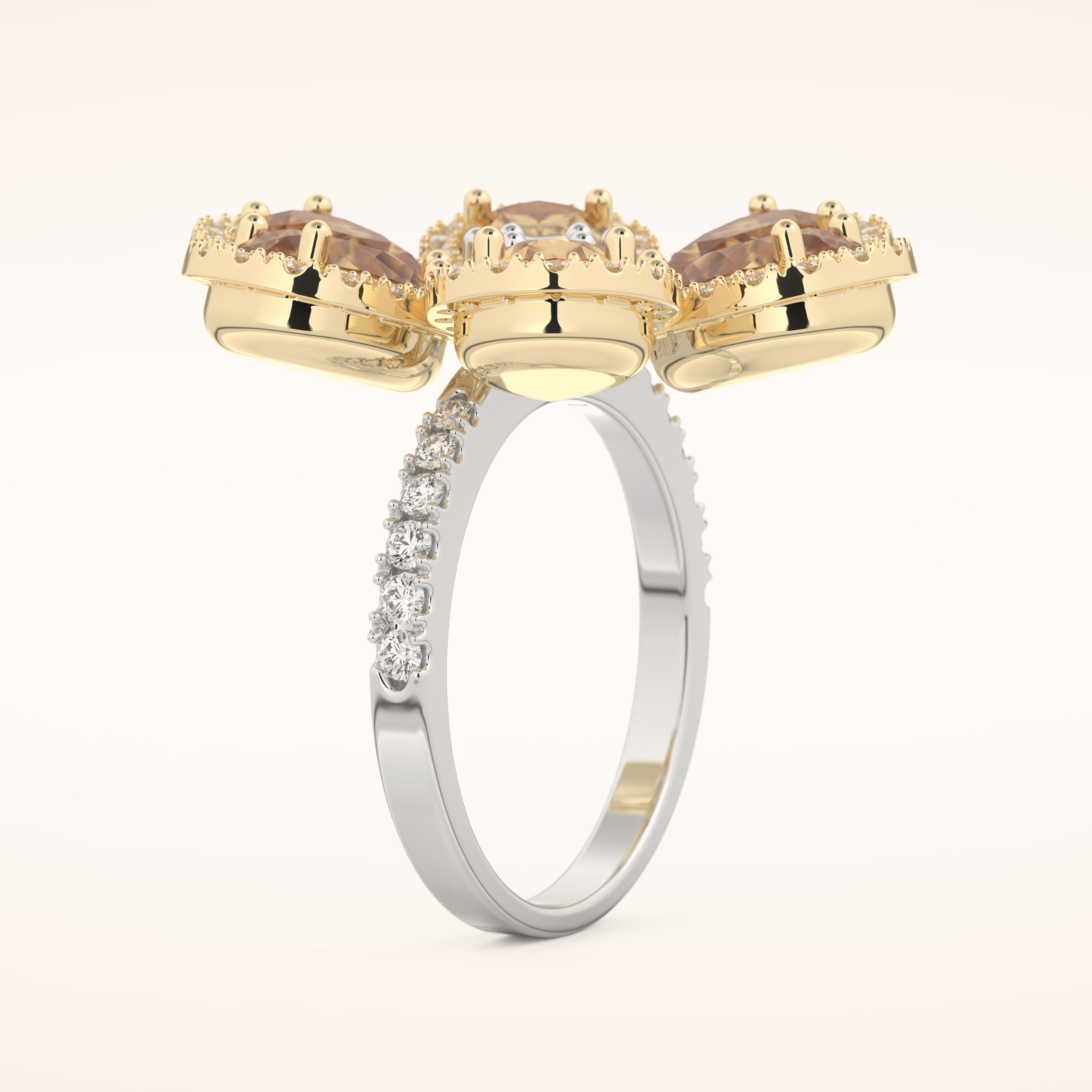 6.20 Round & Pear TCW Shaped Moissanite Flower Style Multiple Stone Wedding Band