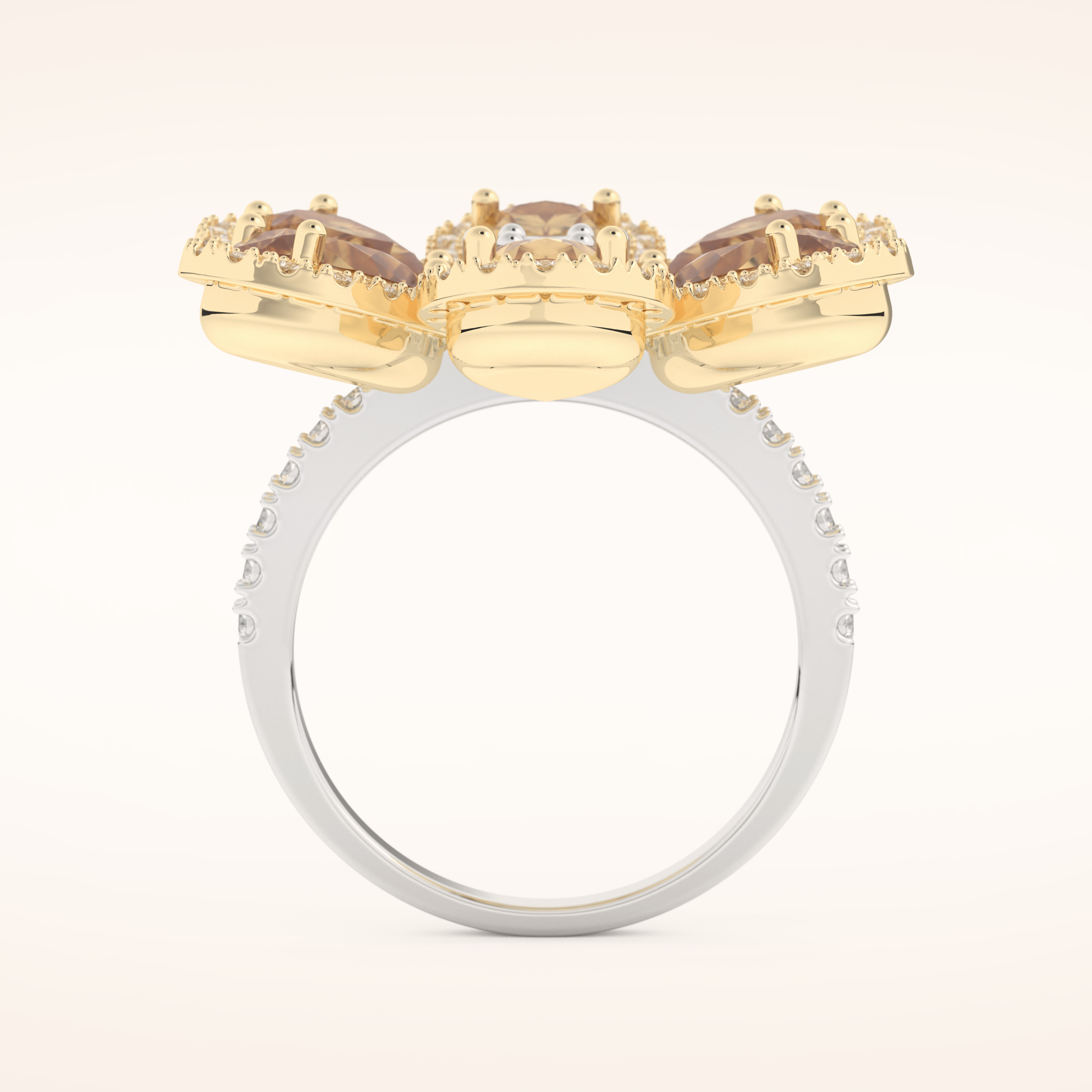 6.20 Round & Pear TCW Shaped Moissanite Flower Style Multiple Stone Wedding Band