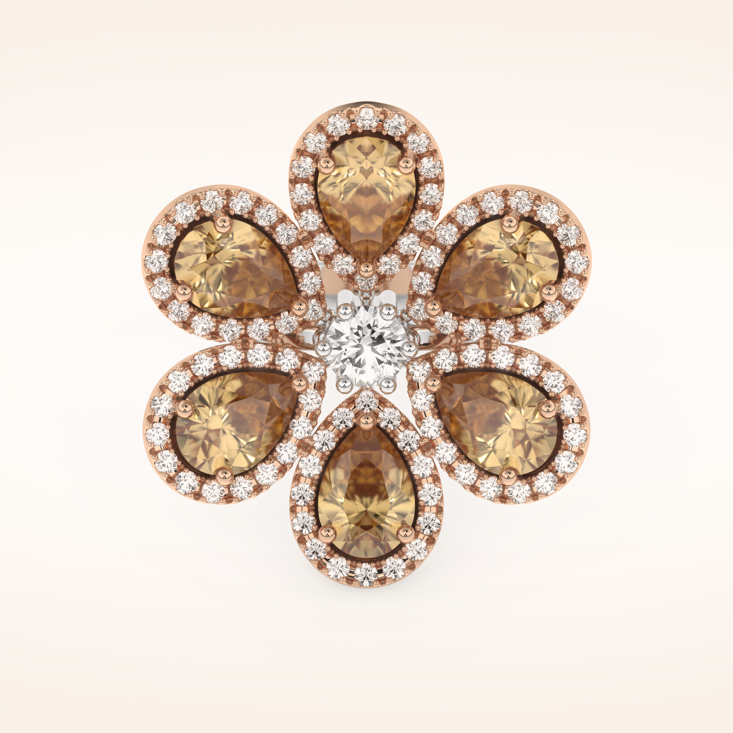6.20 Round & Pear TCW Shaped Moissanite Flower Style Multiple Stone Wedding Band