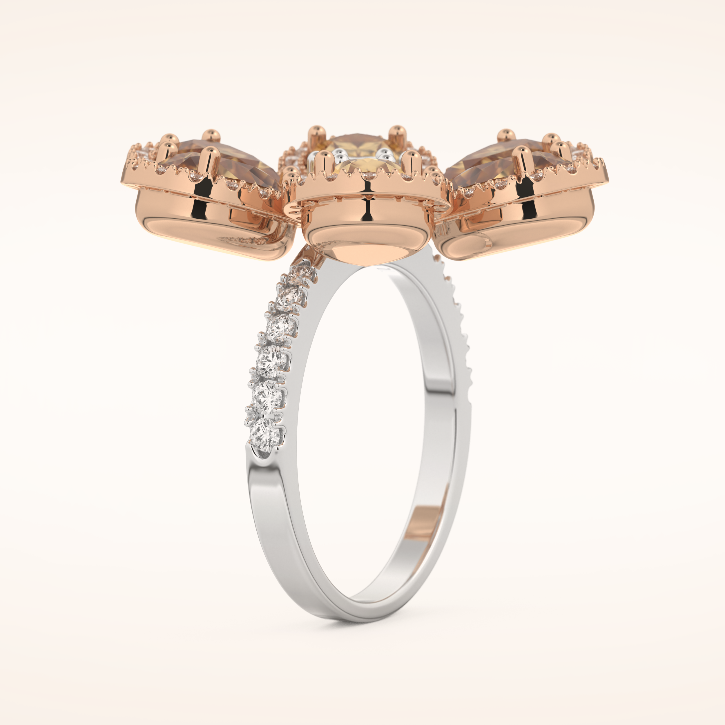 6.20 Round & Pear TCW Shaped Moissanite Flower Style Multiple Stone Wedding Band