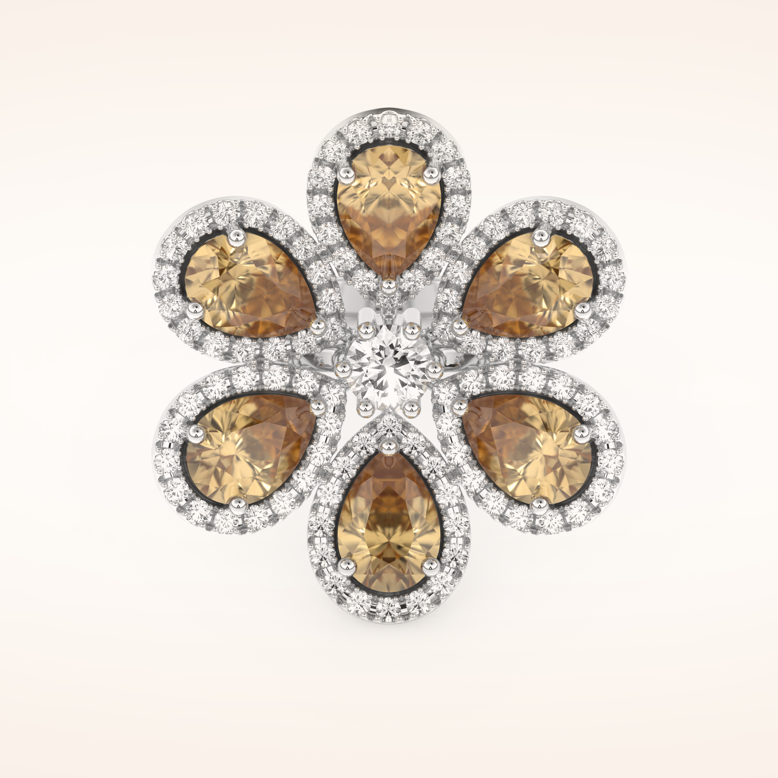 6.20 Round & Pear TCW Shaped Moissanite Flower Style Multiple Stone Wedding Band