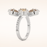 6.20 Round & Pear TCW Shaped Moissanite Flower Style Multiple Stone Wedding Band