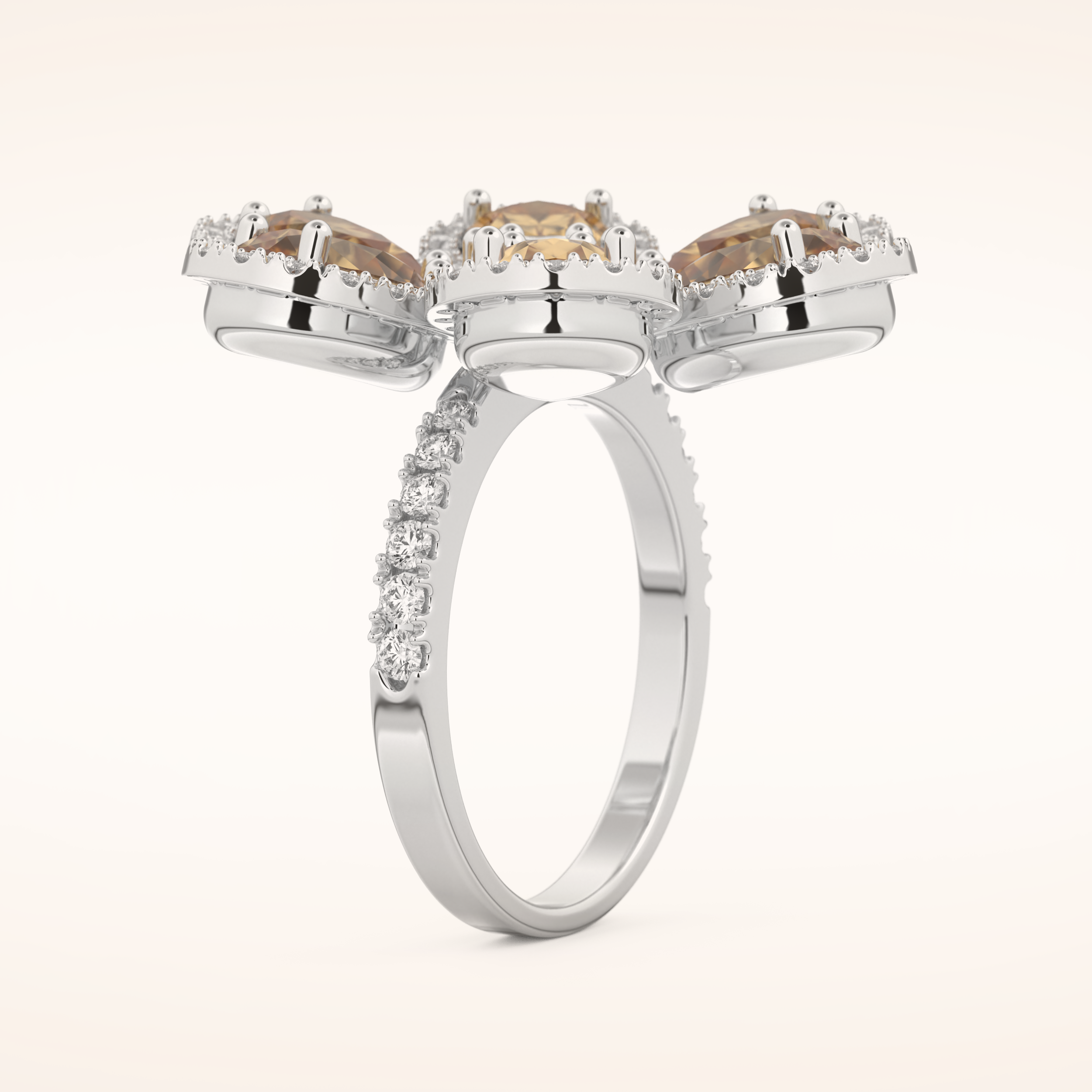 6.20 Round & Pear TCW Shaped Moissanite Flower Style Multiple Stone Wedding Band