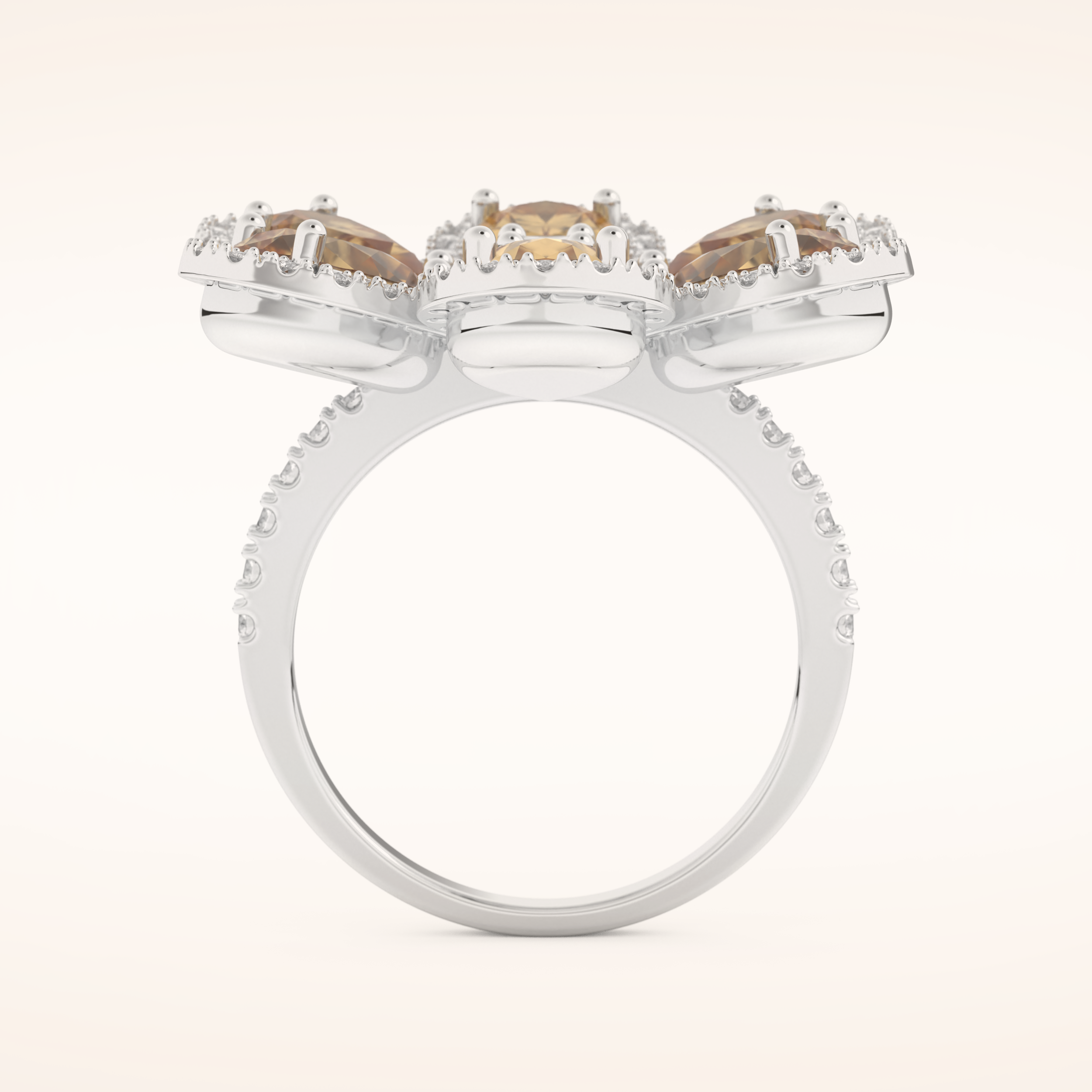 6.20 Round & Pear TCW Shaped Moissanite Flower Style Multiple Stone Wedding Band
