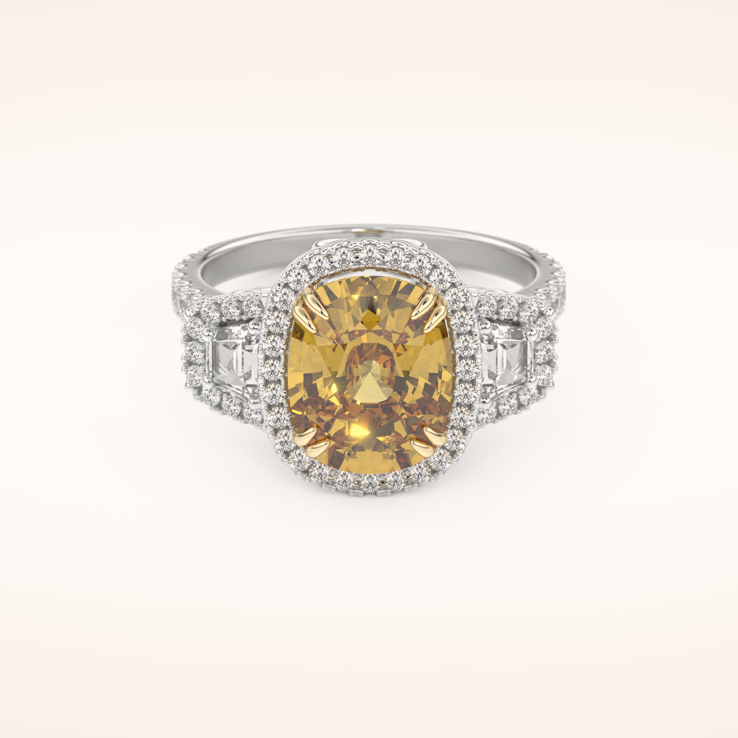 3.99 CT Cushion Shaped Cluster Moissanite Engagement Ring