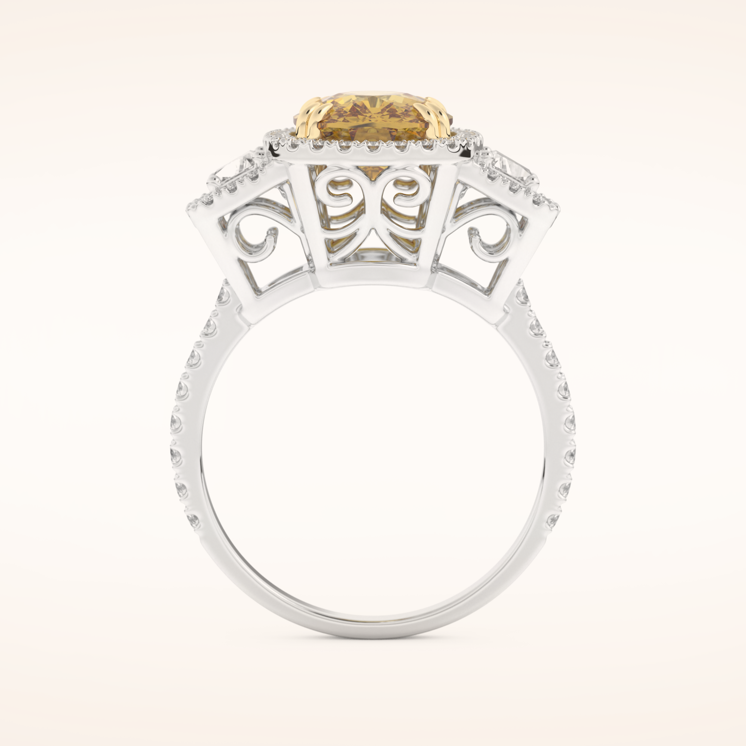 3.99 CT Cushion Shaped Cluster Moissanite Engagement Ring