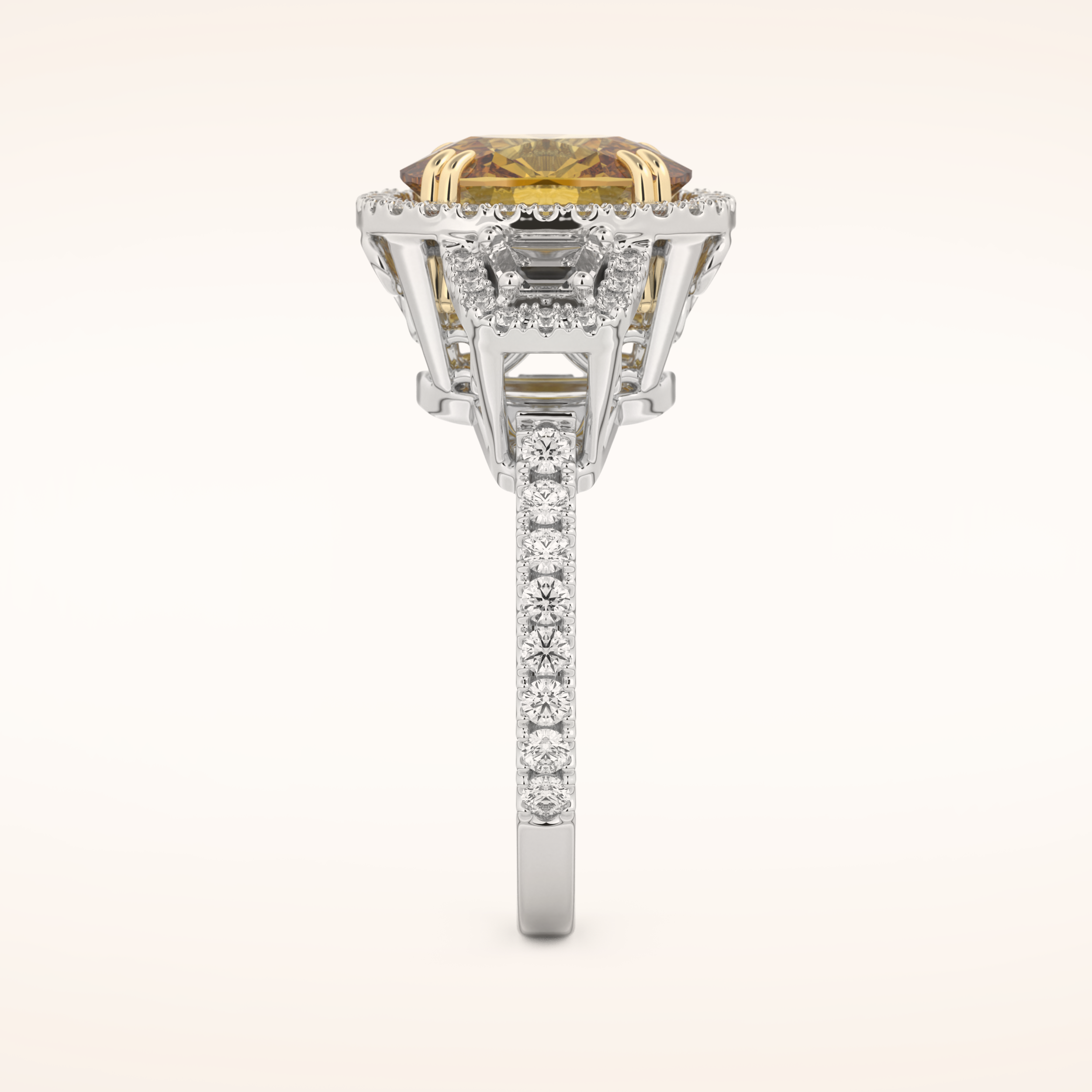 3.99 CT Cushion Shaped Cluster Moissanite Engagement Ring