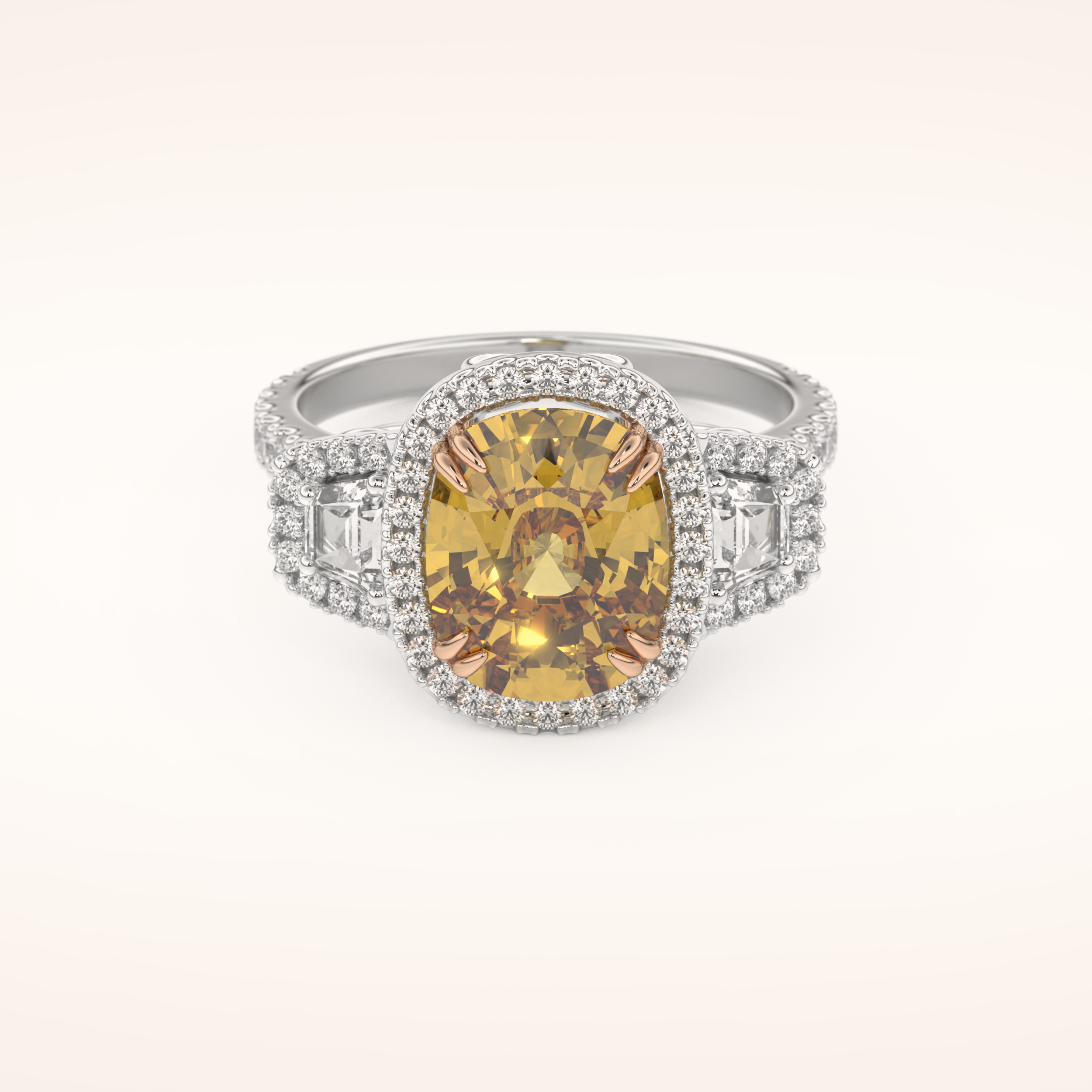 3.99 CT Cushion Shaped Cluster Moissanite Engagement Ring